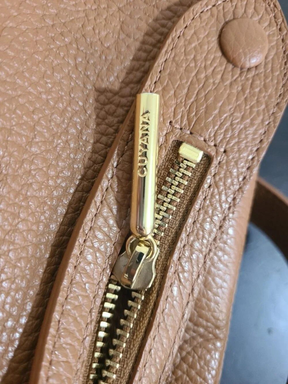 Cuyana Zippered Satchel Brown Pebble Leather